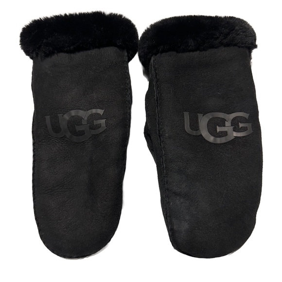 UGG Accessories - UGG | Black Shearling Mittens Fur Cuff Cozy Luxe Winter